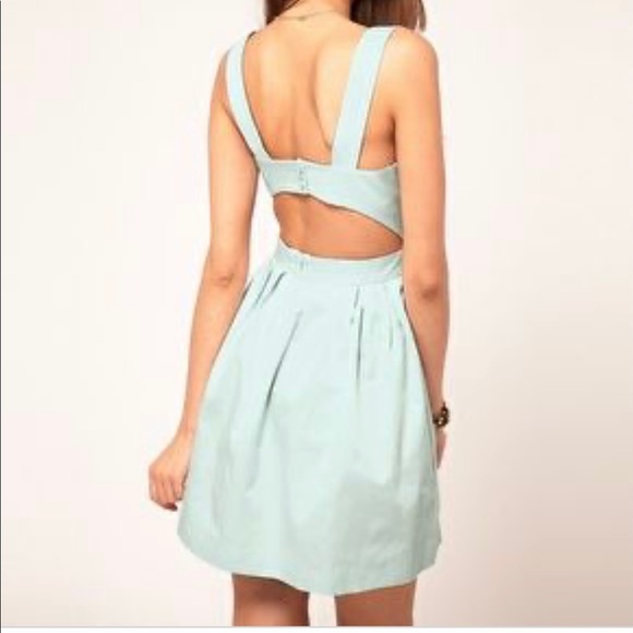 ASOS Dresses & Skirts - ASOS Mint Cut Out Back Skater Dress